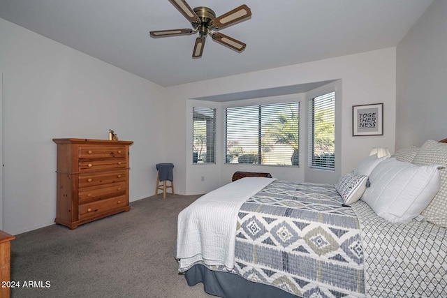 bedroom with carpet flooring and ceiling fan