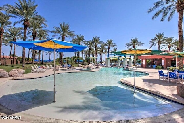 view of pool with a patio area