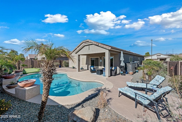 view of pool featuring a patio and an outdoor hangout area