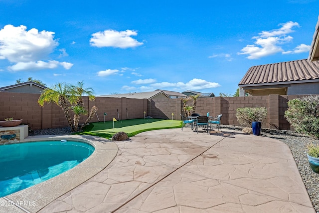 view of pool featuring a patio area