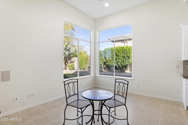 5892 E Evening Glow Dr, Scottsdale, AZ 85266 - dining room featuring a healthy amount of sunlight, recessed lighting, baseboards, and light tile patterned flooring