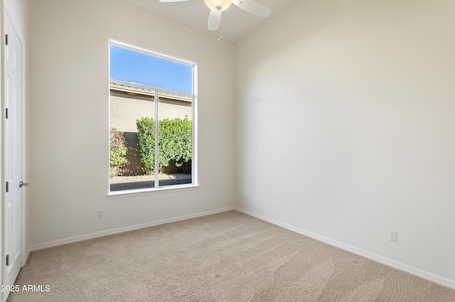 5892 E Evening Glow Dr, Scottsdale, AZ 85266 - unfurnished room with baseboards, a ceiling fan, and light colored carpet