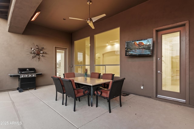 5892 E Evening Glow Dr, Scottsdale, AZ 85266 - dining space with concrete flooring and a ceiling fan