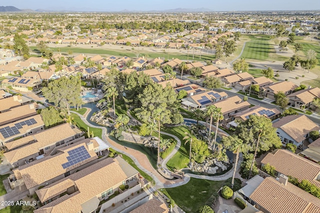 bird's eye view featuring a residential view and golf course view