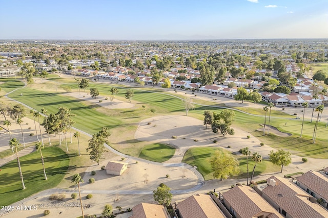 bird's eye view featuring a residential view and golf course view