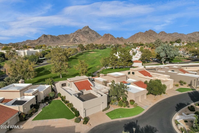 bird's eye view with a mountain view