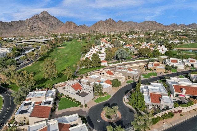 drone / aerial view with a mountain view