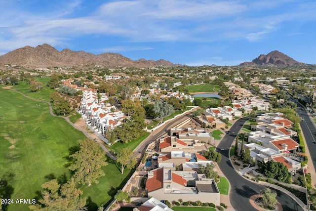 drone / aerial view with a mountain view