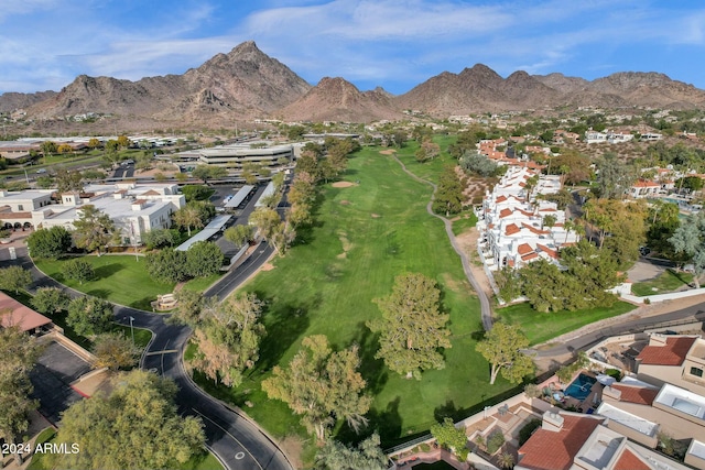 drone / aerial view with a mountain view