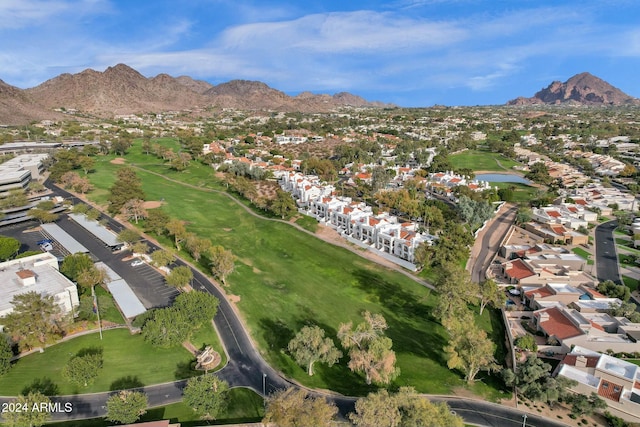 drone / aerial view with a mountain view