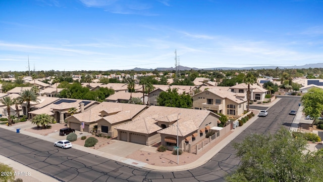 aerial view with a mountain view and a residential view