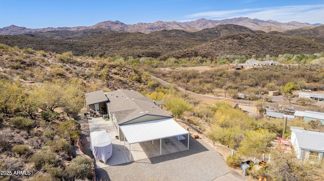 bird's eye view featuring a mountain view