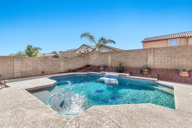 view of pool featuring pool water feature