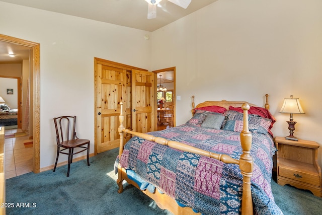 2761 Jaguar Cir, Overgaard, AZ 85933 - carpeted bedroom featuring baseboards, a closet, and ceiling fan
