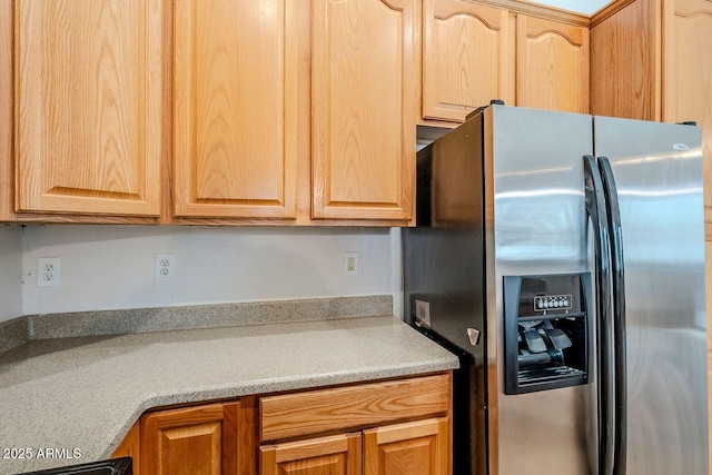 15853 N 74th Ave, Peoria, AZ 85382 - kitchen featuring light countertops, stainless steel fridge with ice dispenser, and light brown cabinetry
