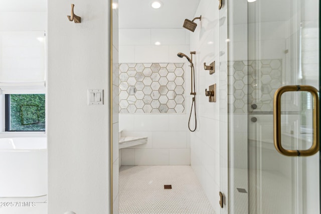 bathroom featuring walk in shower