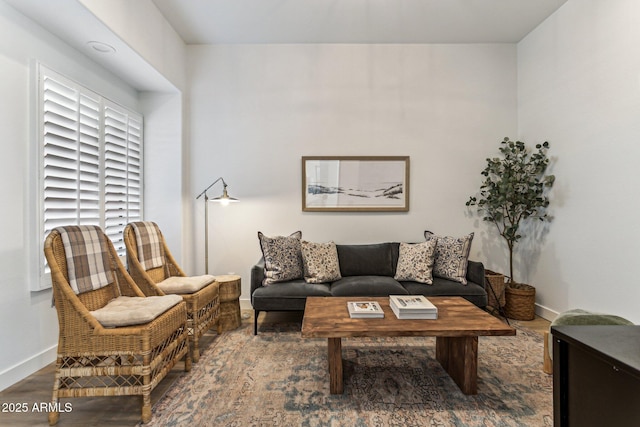 living room with hardwood / wood-style floors