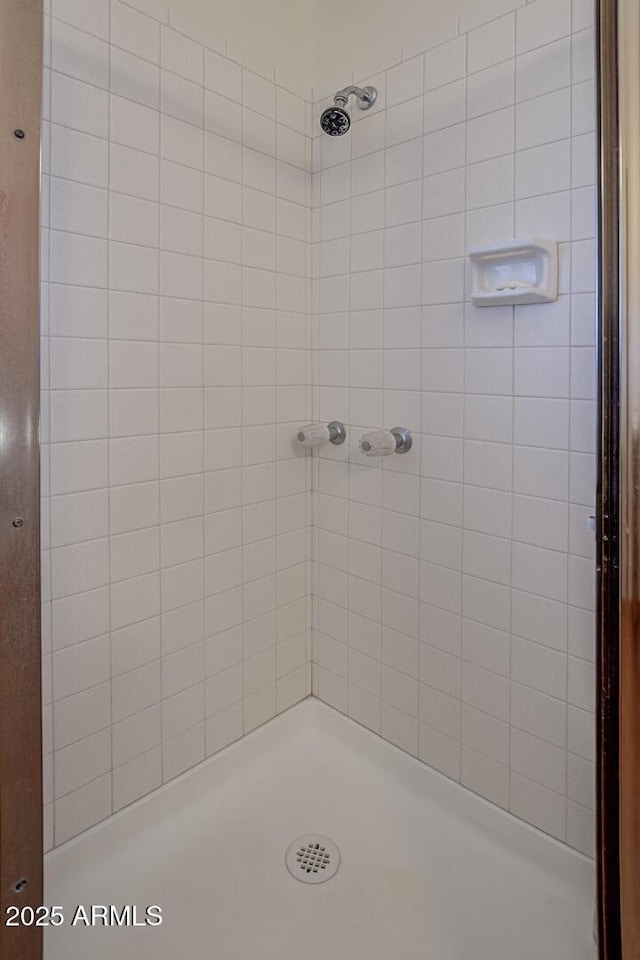 bathroom featuring a tile shower