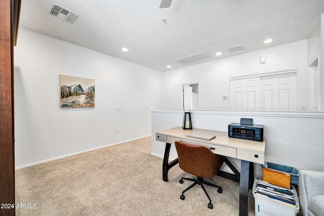 office space featuring light colored carpet