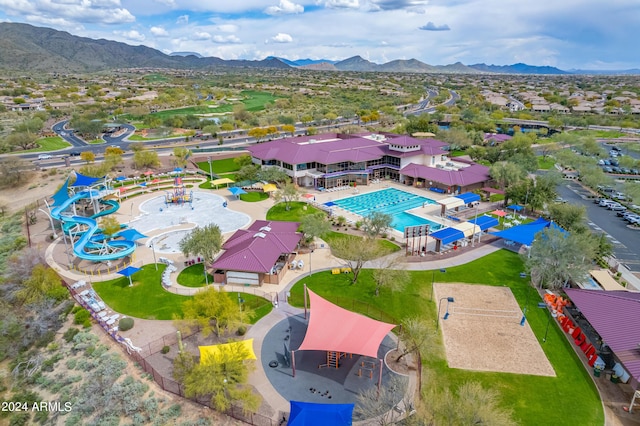 bird's eye view featuring a mountain view