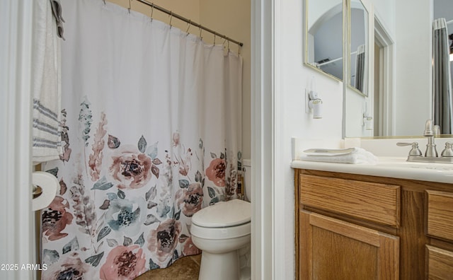 4369 E Coal St, San Tan Valley, AZ 85143 - full bathroom with vanity, tile patterned flooring, and a shower with shower curtain