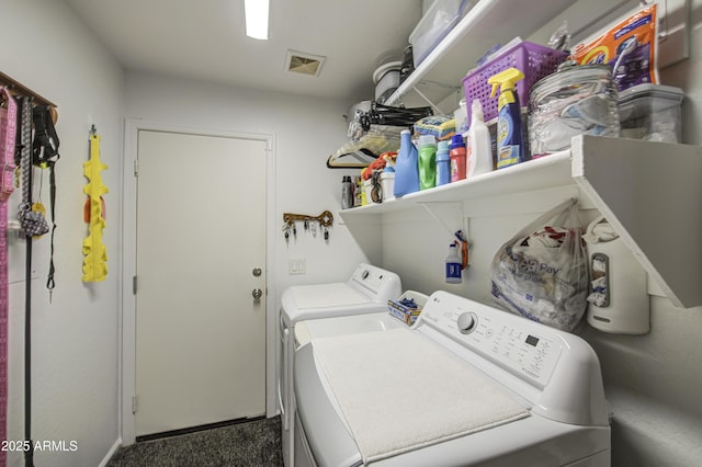 4369 E Coal St, San Tan Valley, AZ 85143 - laundry area featuring independent washer and dryer and carpet floors