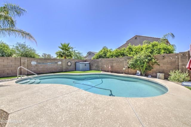 4369 E Coal St, San Tan Valley, AZ 85143 - view of swimming pool featuring a fenced backyard and a patio