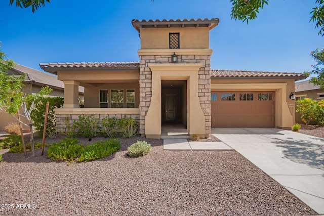 20499 W Alsap Rd, Buckeye, AZ 85396 - view of front of home featuring stucco siding, an attached garage, driveway, and a tiled roof