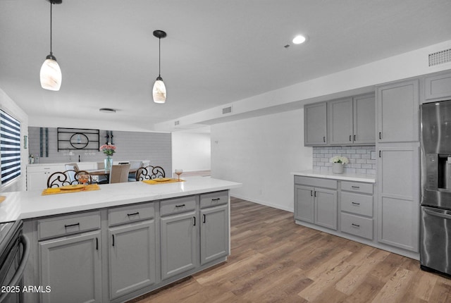 29835 N 56th St N, Cave Creek, AZ 85331 - kitchen featuring gray cabinetry, stainless steel fridge, and recessed lighting
