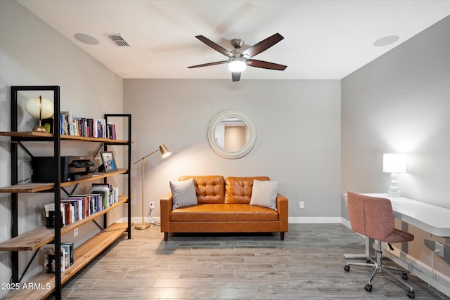10702 E Sheffield Dr, Mesa, AZ 85212 - office featuring ceiling fan and light hardwood / wood-style flooring