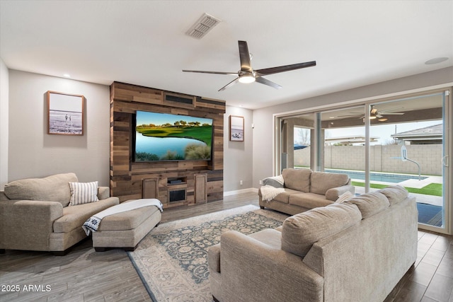 10702 E Sheffield Dr, Mesa, AZ 85212 - living room with hardwood / wood-style flooring and ceiling fan