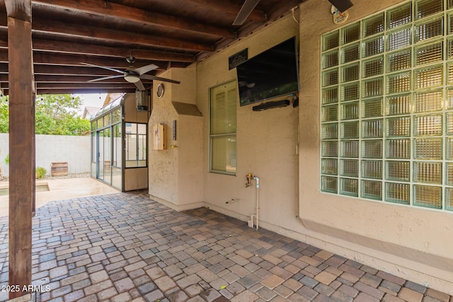 view of patio / terrace with a ceiling fan