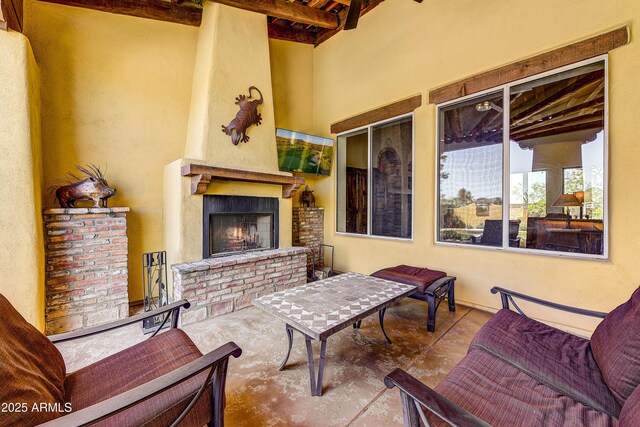 9415 N 124th St, Scottsdale, AZ 85259 - view of patio featuring a brick fireplace