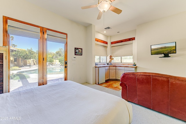 9415 N 124th St, Scottsdale, AZ 85259 - bedroom featuring access to exterior, multiple windows, a ceiling fan, and recessed lighting