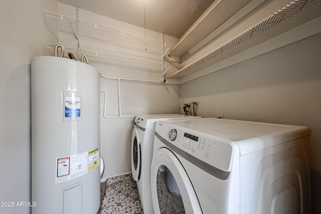 6533 N 7th Ave Unit 18, Phoenix, AZ 85013 - washroom with electric water heater, separate washer and dryer, and baseboards