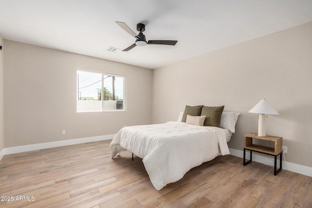 1501 E Sheridan St, Phoenix, AZ 85006 - bedroom featuring light wood finished floors, baseboards, and ceiling fan