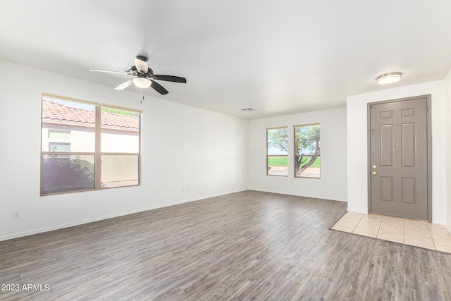 entrance foyer featuring hardwood / wood-style flooring and ceiling fan