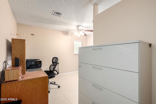 10126 W Sombrero Cir, Sun City, AZ 85373 - office space featuring ceiling fan, a textured ceiling, and light tile patterned flooring