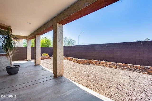 view of patio featuring a fenced backyard