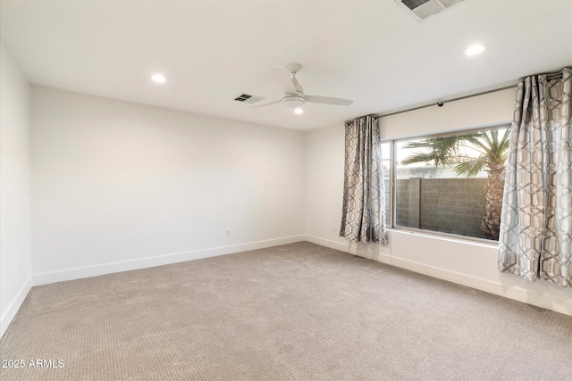 1801 E Berridge Ln, Phoenix, AZ 85016 - empty room with a ceiling fan, carpet, baseboards, and recessed lighting