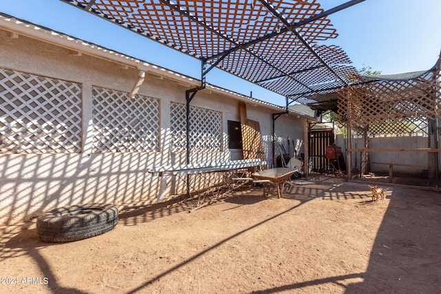 exterior space with a pergola