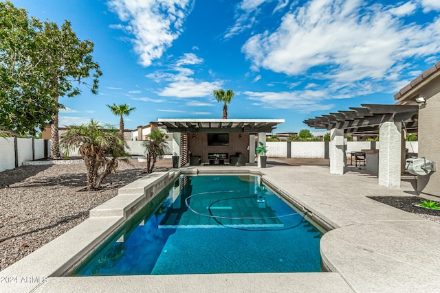 view of pool featuring a pergola and a patio