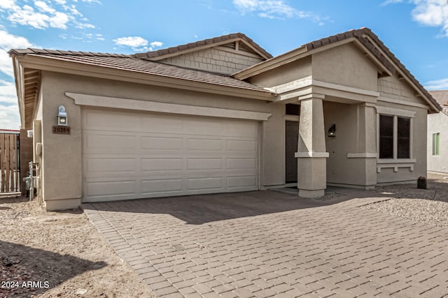 view of front of house with a garage