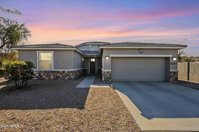 view of front of house with a garage