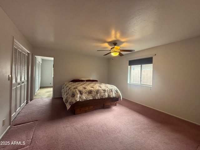 4537 E Emelita Ave, Mesa, AZ 85206 - bedroom with light colored carpet, baseboards, and a ceiling fan