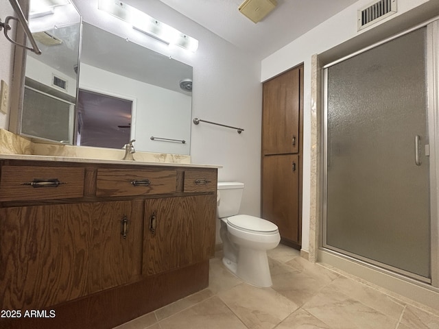 4537 E Emelita Ave, Mesa, AZ 85206 - full bathroom with vanity, toilet, visible vents, and a shower stall