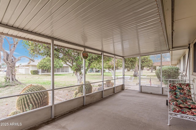 view of unfurnished sunroom