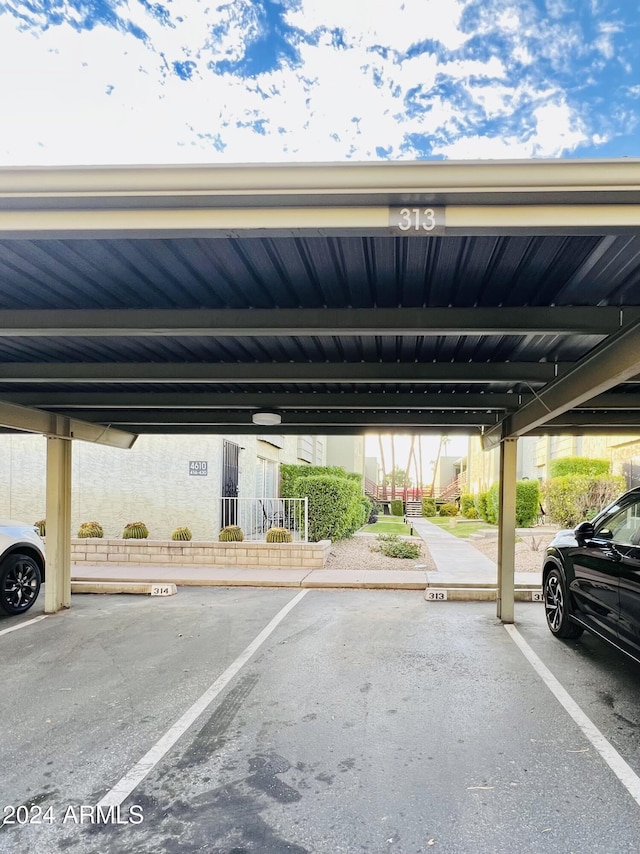 view of covered parking lot