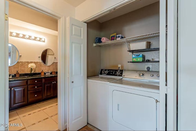 5335 E Shea Blvd Unit 2081, Scottsdale, AZ 85254 - washroom with independent washer and dryer and light tile patterned floors