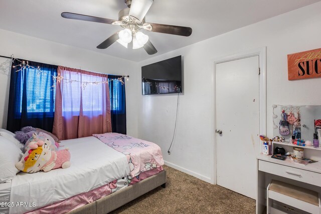 bedroom with carpet and ceiling fan